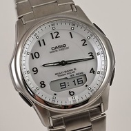 【CASIO 】カシオ ウェーブセプター タフソーラー 男性用腕時計 白文字盤 WVA-M630 電波ソーラー マルチバンド 6 日本発送