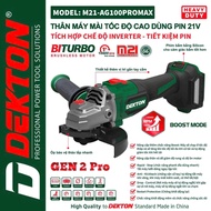 Thân Máy Mài Góc Dùng Pin Dekton M21-AG100PROMAX - Tốc 10000 vòng/phút - Motor Brushless - Chân Pin