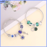 LKJYBG Women Alloy Bangle Pandora Crystal Silver Steel Colorful Charm Bracelet Fashion Jewelry For Girls