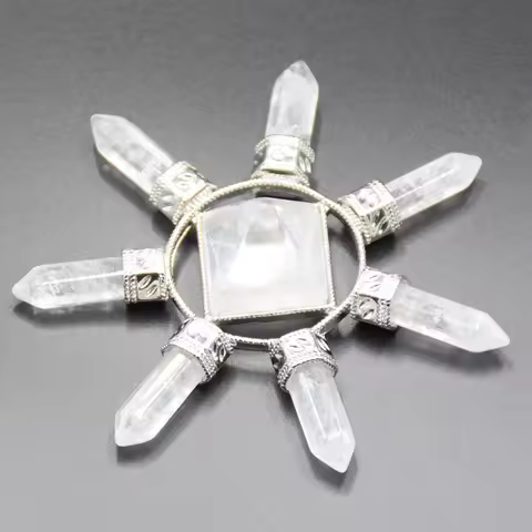 Pyramid Crystal Energy Generator Natural White Quartz Stone Reiki Chakra 7 Points Reiki Spiritual Ba