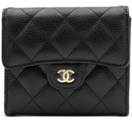 Chanel Black Quilted Caviar Classic Small Flap Wallet Gold Hardware, 2023