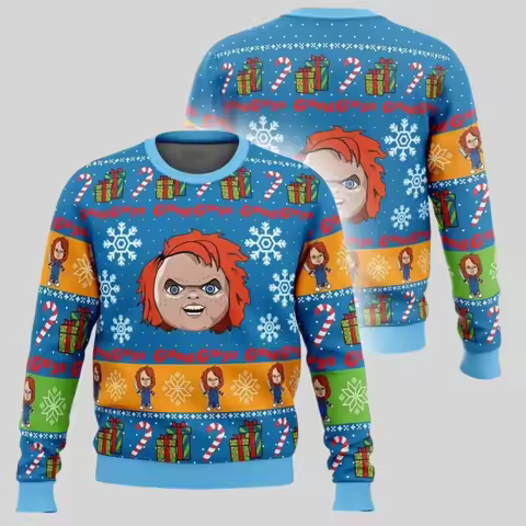 Fashion Chucky Graphic Ugly Christmas Sweater Trend Casual Men Women 3D Printed Xmas Sweatshirt Casu