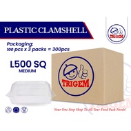 [ 300 PCS = 1 Box ] TRIGEM CLEAR OPS Clamshell Container L500 Square Medium
