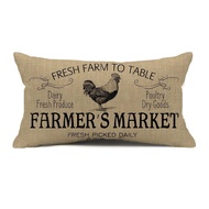 1pc Farmers Market Rooster Print Lumbar Pillow CoverSuitable for SofaBedroomLiving RoomFarmhouseSwee