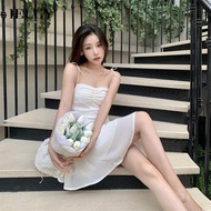 IELGY womens beige bow sleeveless solid color dress