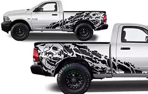Factory Crafts Nightmare Side Graphics Kit 3M Vinyl Decal Wrap Compatible with Dodge Ram 6.5 Bed 200