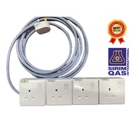 FULL SET 4 WAY SWITCH SOCKET MK Extension Wayar 70/076 Wayar 3 Core Top Quality Brands Set Bbq Steam