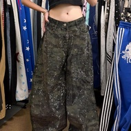 Bling Bling Unisex Wide Leg Camo Jeans Y2K Streetwear Style M.I.O STORE