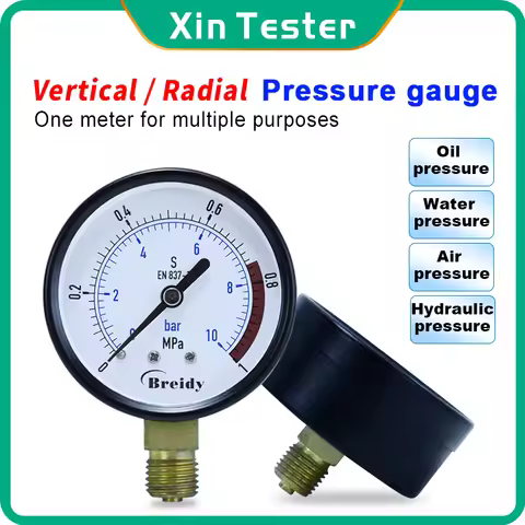 Xin Tester 0-60Mpa Pressure Gauge for Hydraulic Water Oil Air Radial Axial Diameter 60mm Thread G1/4