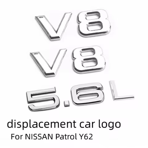 For NISSAN Patrol Y62 Modification Letter Label V8 Emblem 5.6L Digital Label Fender Logo Rear Tailga