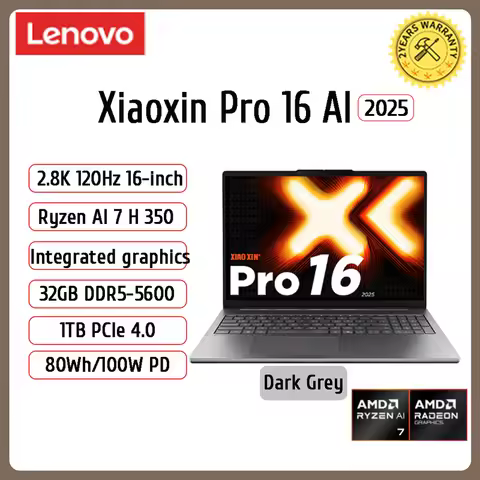 【2025 NEW】Lenovo Xiaoxin Pro 16 Laptop AMD AI 7H 350/860M 32G+1T 16inch 2.8K OLED Screen 120Hz Lenov