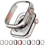 Case+Glass For Apple Watch 8 7 45mm 41mm Upgrade To Apple Watch Ultra 49mm Screen Protector PC Shell