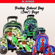 HOT ● Primary School Bag/ Trolley Bag/ 6Wheels/ 3 In 1 Set Boys Beg Sekolah Roda Lelaki