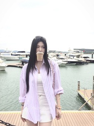 Chungha Long Sleeve Striped Loose Womens Shirt Korean Style Commute Cotton Straight Cut Spring Autum