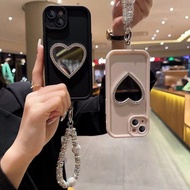 3D Love heart makeup mirror Hanging Chain Back Cover Applicable to OPPO A60 A3 F9 Pro A83 F7 A7 A5S 