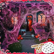 YUEXI Spider Cobwebs, Stretchable Elastic Spider Silk Web, Scene Prop Pink Gothic Creepy Fake Spider
