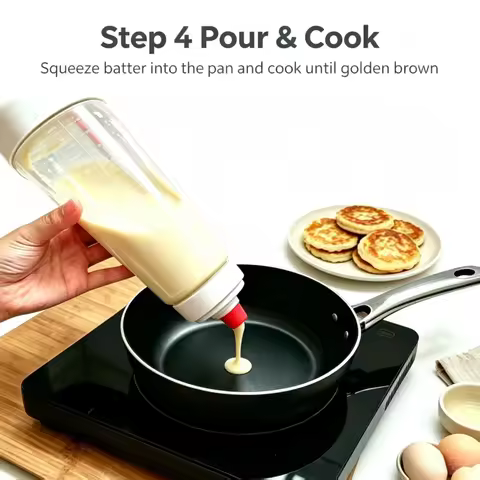 Easy Squeeze Bottle with Blender Ball Hand Cranked Batter Mixing Bottle Perfect for Cupcakes Pancake