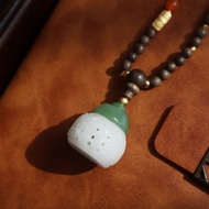 天然和田玉羊脂玉雕刻香囊吊墜 一級白 鏤空雕刻 可打開放香丸