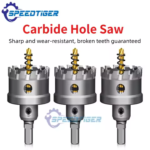 Hole Saw Drill Carbide Tip Titanium Core Center Drill Bit Hole Saw Cup Set Metal Alloy Wood Metalwor