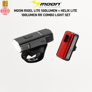 MOON RIGEL LITE 500 LUMEN Front Light + HELIX LITE 100 LUMEN Rear Light USB Rechargeable Bicycle LED