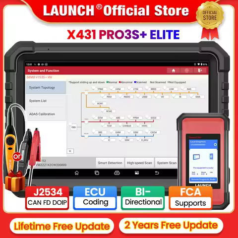 LAUNCH X431 PRO3S+ ELITE Car Diagnostic Tools J2534 Program Topology Map ECU Coding Auto OBD OBD2 Sc