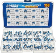 BOJACK 15 Values 150 pcs 100 Ohm- 2M Ohm Variable Resistor 6mm Potentiometer Assortment Kit packag i