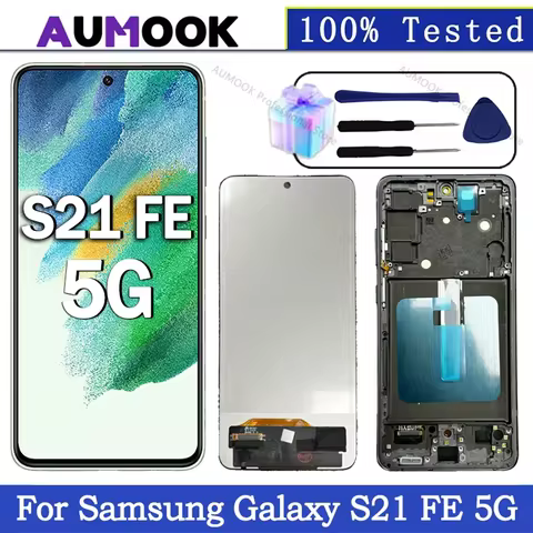 AMOLED LCD For Samsung Galaxy S21 FE 5G G990B LCD Display Touch Screen Digitizer With Frame For Sams