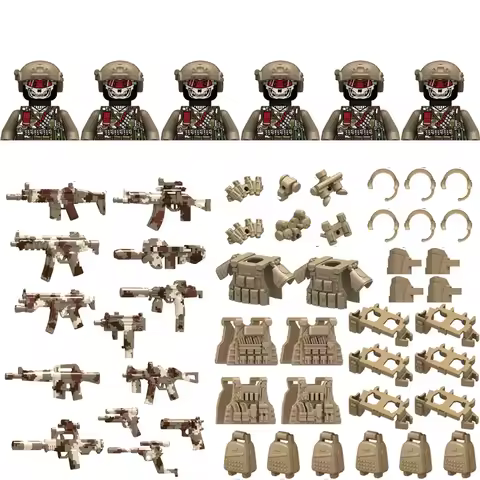 6 military building modules, ghost special forces, city special police mini characters, children's t