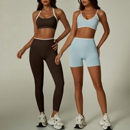 Seamless Contrast Color Female Yoga Clothes Halter Skinny Yoga Suit Sports Fitness Yoga Clothes