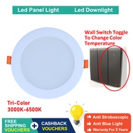 Dycorra LED Round Panel Light Tri-Colour 3000K-6500K Recessed Downlight Ceiling Lamp Down Light