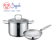BUFFALO - 牛頭牌 Pro Twins Cook 3件廚具套裝：雙耳煲20cm + 煎鍋20cm + 玻璃蓋 (35020SF1)