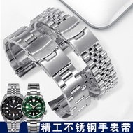 High Quality Genuine Leather Watch Straps Cowhide Stainless steel bracelet adapter seiko steel belt SNKN67J green ghost skx007 light 009 stainless steel band