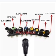 1lot = 8pcs Universal DC Power Jack 2 pin To 6.5mm 6.3mm 6.0mm 5.5mm 4.8mm 4.4mm 4.0mm 3.5mm 2.5mm 2