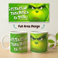 HIJAU Mug Glass Cup grinch green expression galak