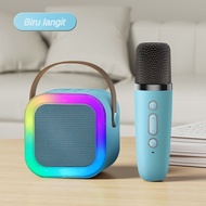 Speaker Karaoke Portabel Bluetooth dengan Mikrofon Wireless dan Lampu RGB - K1/K12/Y1