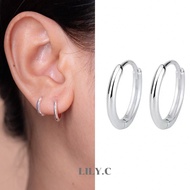 Passed The Real Silver LILY.C. Earrings S999 Pure Hoop Simple (A47)