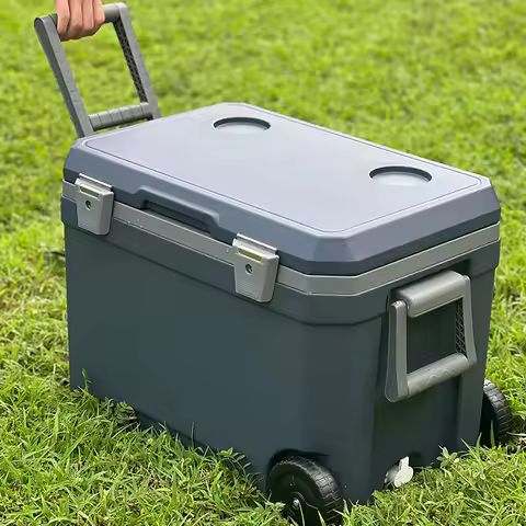 45L 40qt Leak Proof Portable Wheeled Hard Coolers Box With Wheels Rolling Cooler Box Big Wheeled Ice