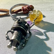 DR049-快樂機器人與他的財富氣球-阿賽黃水晶、紫水晶-手工編織