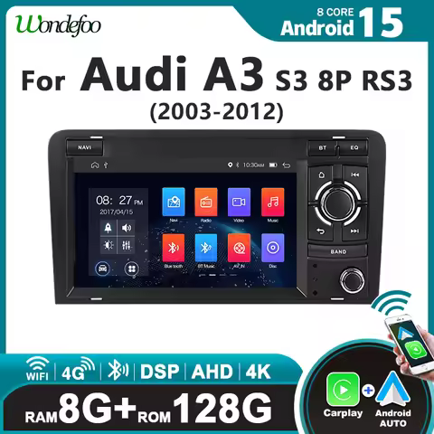 Android 1DIN Auto Player Car Stereo CarPlay for Audi A3 8P S3 RS3 2003-2012 with 1DIN 7'' Android Au