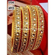 (Gold) Handmade Stone / Beaded Bangles Valayal gelang tangan