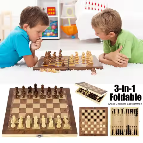 3 in 1 Chess Game Board Folding Storage Wooden Chess Board Sets Exquisite Chess Set Travel Chess Set