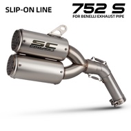 For Benelli 752 S 752S Motorcycle Exhaust Slip on Mid Tail Link Pipe Stainless Double Outlet Muffler