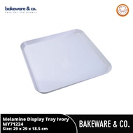 Flowery Melamine Display Tray Ivory 29x29cm - Premium Square Bread & Cake Serving Tray