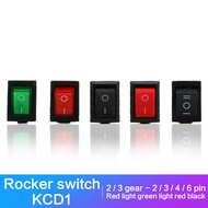 10pcs/lot rocker switch KCD1 ON-OFF-ON 2/3/4/6pin Light/no light rocker switch connectionUsed for TV