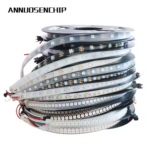 1m/5m WS2812B 30/60/144 leds/m Smartled pixel RGB individually addressable led strip light Black/Whi