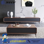 SS TV Console Light Luxury TV Cabinet Straw Nordic Living Room Cabinet Modern Minimalist Coffee Table Combination Set