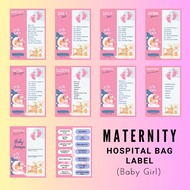 CHECKLIST / BABY & MOMMY HOSPITAL BAG STICKER LABELS FOR ZIPLOCKS / PERSONALIZE