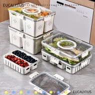 EUTUS Fridge Storage Box, Stackable with Lid Fridge Organizer, Durable Plastic Handle Fridge Storage Container Home