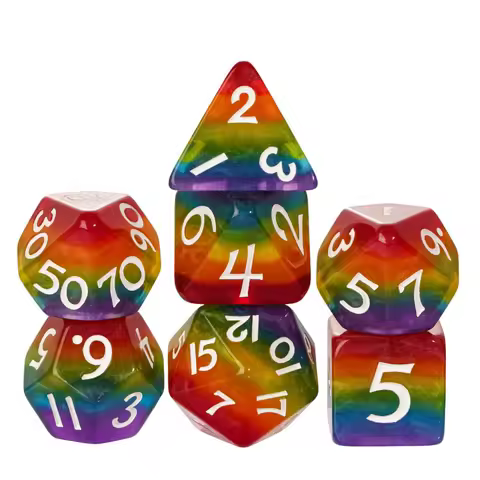 Cusdie New Cut Angle DnD Dice Set Big Font D&D Dice Glitter D4-D20 Polyhedral Dice for Tabletop Role
