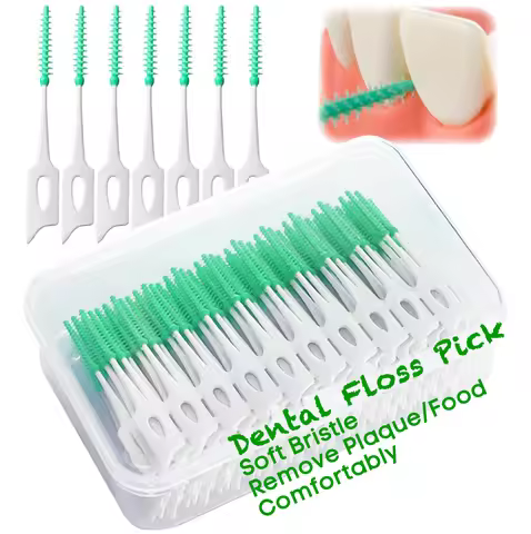 Vaclav 150Pcs Original Dental Floss Pick Soft Silicone Bristle Interdental Brush Dental Pick Brace B